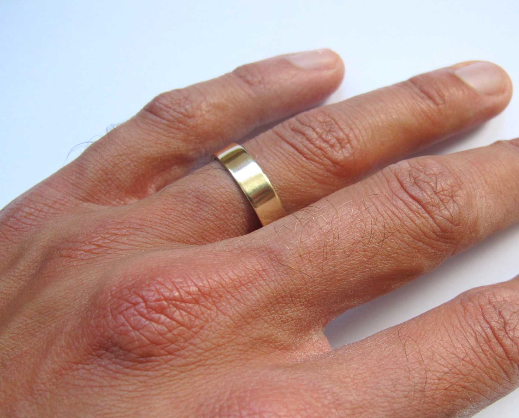 Men's thick gold band wedding ring London's Artist Quarter
